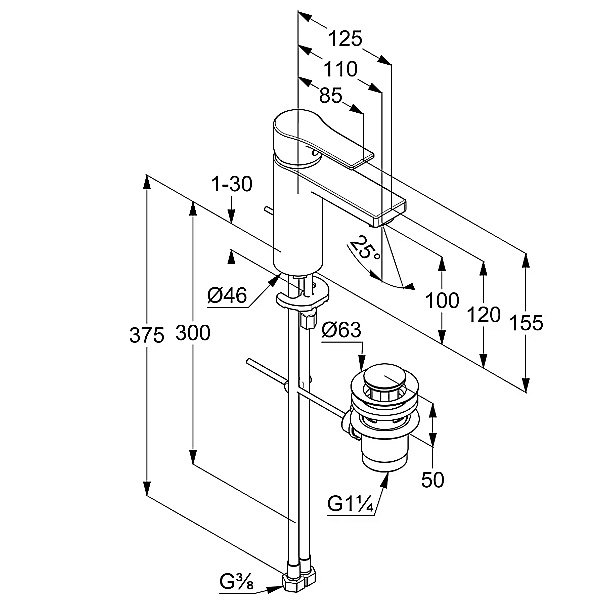 Смеситель для раковины Kludi Zenta SL 482930565WR4 хром купить в интернет-магазине сантехники Sanbest