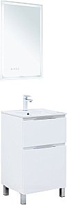 Тумба с раковиной Aquanet Алвита new 50 344131+330428 белая матовая для ванной в интернет-магазине Sanbest