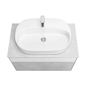 Тумба с раковиной Акватон Марбл 80/Одри Round 62 слейт/белая матовая для ванной в интернет-магазине Sanbest