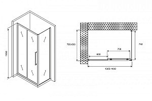 Душевой уголок Abber Schwarzer Diamant AG30140H-S80 140x80 купить в интернет-магазине Sanbest