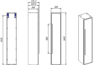 Пенал LA FENICE Elba Blu Grigio 30 синий для ванной в интернет-магазине сантехники Sanbest