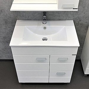 Тумба с раковиной Comforty Модена М 00-00001643 75 белая матовая для ванной в интернет-магазине Sanbest