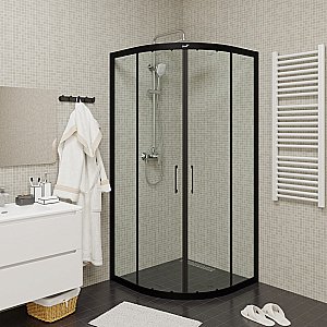 Душевой уголок CeruttiSpa Viva 11222 90x90 стекло прозрачное/профиль черный купить в интернет-магазине Sanbest