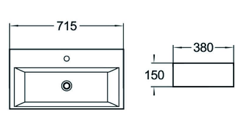 Раковина накладная SantiLine 71,5 SL-1007 белая купить в интернет-магазине Sanbest