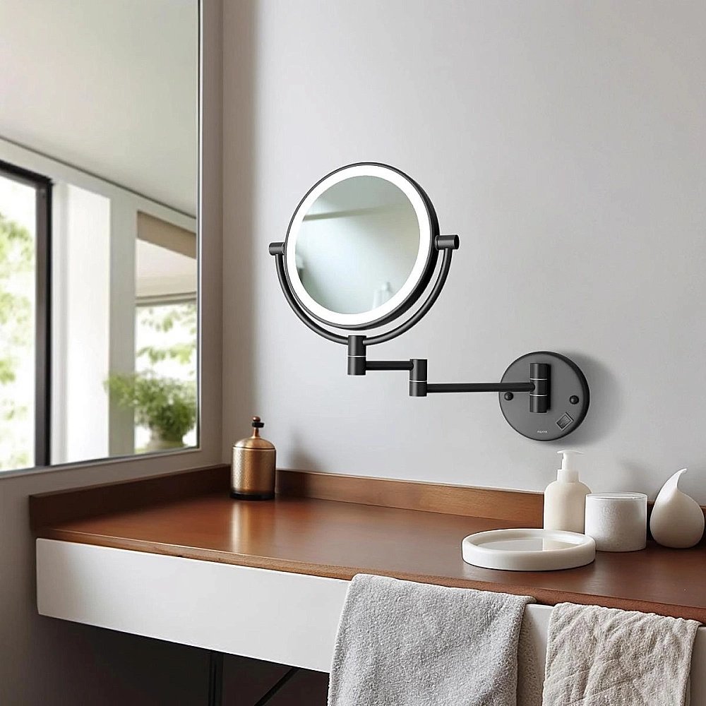 Зеркало косметические с подсветкой Aquatek AQ4912MB черное матовое купить в интернет-магазине сантехники Sanbest