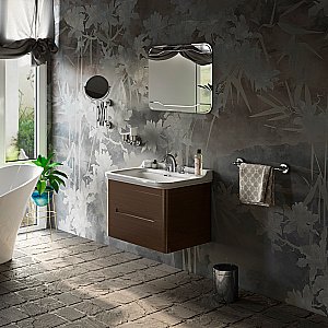 Тумба с раковиной Kerasan Waldorf 80 с 3 отверстиями, темный орех  для ванной в интернет-магазине Sanbest