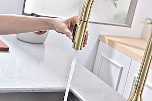 Смеситель для кухни Paulmark Universal Un213880-LG светлое золото купить в интернет-магазине сантехники Sanbest