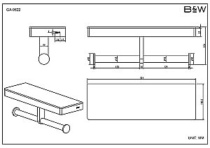 Полка с двойным держателем для туалетной бумаги Black&White Gravity GA-9622C купить в интернет-магазине сантехники Sanbest