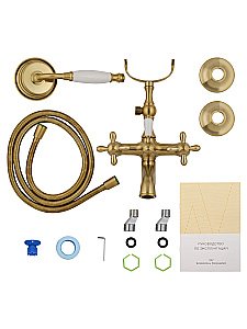 Смеситель для ванны с душем WONZON & WOGHAND RETRO, Брашированное золото (WW-88639020- BG) купить в интернет-магазине сантехники Sanbest