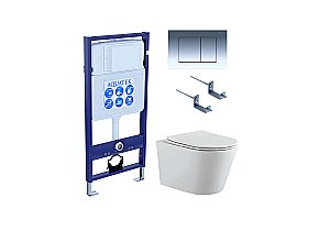 Унитаз с инсталляцией Aquatek Вега Set AQUATEK ВЕГА-010 4в1 с кнопкой хром глянцевый, с крышкой микролифт, безободковый купить в интернет-магазине Sanbest