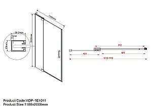 Душевая дверь Vincea Extra VDP-1E1011CGB 1000/1100 купить в интернет-магазине Sanbest