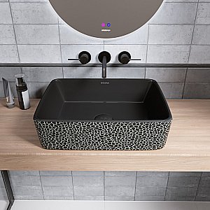 Раковина накладная Grossman Color GR-3016BBL текстура кожи крокодила купить в интернет-магазине Sanbest