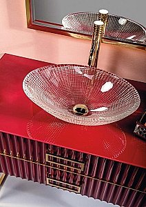 Тумба с раковиной Armadi Art Monaco 100 со столешницей бордовый с золотом для ванной в интернет-магазине Sanbest