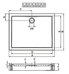 Душевой поддон Riho Davos 259 160x90 D002010005 белый купить в интернет-магазине Sanbest