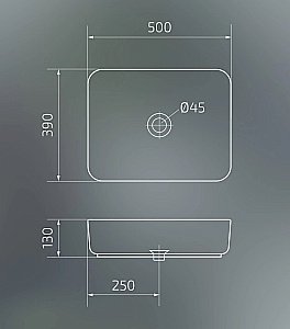 Раковина накладная Gid Geometrico 50 Nc366 52205 белая, черная купить в интернет-магазине Sanbest