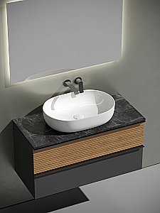 Тумба с раковиной Sancos DELTA 100 со столешницей, дуб красный/графит для ванной в интернет-магазине Sanbest