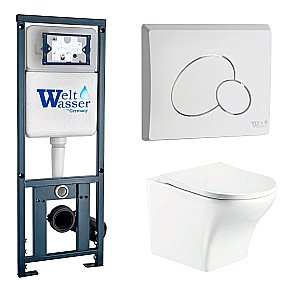 Унитаз с инсталляцией WeltWasser MARBERG 410 + ODENBACH 004 GL-WT + MAR 410 RD GL-WT купить в интернет-магазине Sanbest