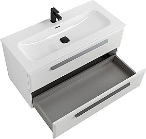 Тумба с раковиной Cezares ECO-CER-N 100 ECO-CER-N-1000-2C-SO-BL белая глянцевая для ванной в интернет-магазине Sanbest