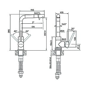 Смеситель для кухни Paulmark Honner Ho212018-BLM Черный купить в интернет-магазине сантехники Sanbest