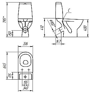 Унитаз Cersanit GRANTA 031 3/6 DPL EO с крышкой микролифт, бачком купить в интернет-магазине Sanbest