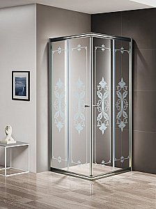 Душевой уголок Cezares Giubileo 100х100 GIUBILEO-A-2-100-SCORREVOLE-CP-Br стекло прозрачное с рисунком/профиль бронза матовый купить в интернет-магазине Sanbest