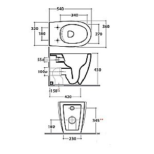 Унитаз приставной GLOBO 4ALL MD004.BI безободковый купить в интернет-магазине Sanbest