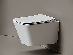 Унитаз подвесной Ceramica Nova Miro CN11003T белый, безободковый, с крышкой микролифт, слив торнадо купить в интернет-магазине Sanbest