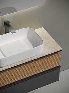 Тумба с раковиной Sancos DELTA 100 со столешницей, дуб красный/графит для ванной в интернет-магазине Sanbest