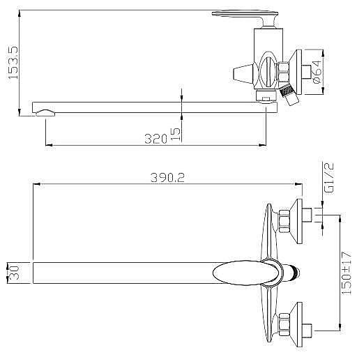 Смеситель для ванны Rossinka RS30-32 купить в интернет-магазине сантехники Sanbest