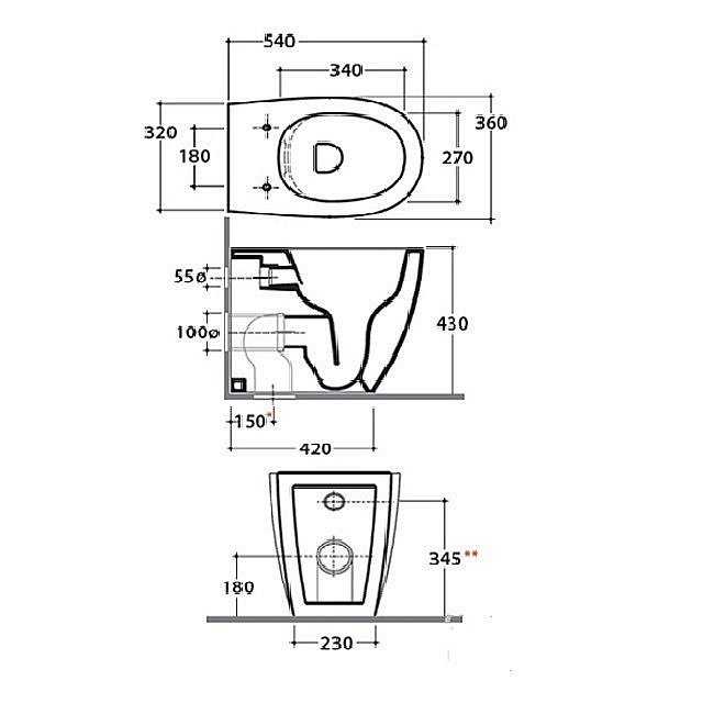 Унитаз приставной GLOBO 4ALL MD004.BI безободковый купить в интернет-магазине Sanbest