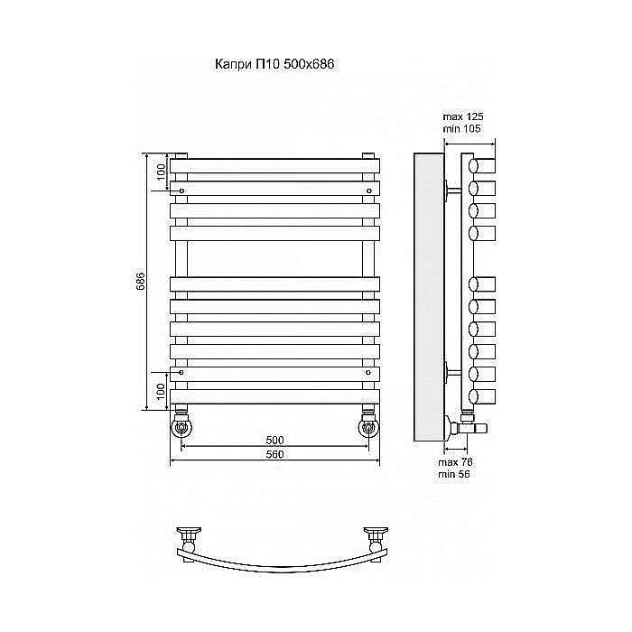 Полотенцесушитель водяной Terminus Капри П10 500x686 купить в интернет-магазине сантехники Sanbest