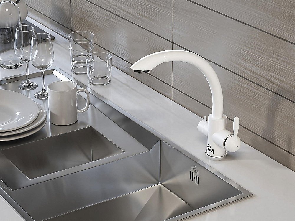 Смеситель для кухни Paulmark Essen Es213001-WH  белый матовый купить в интернет-магазине сантехники Sanbest