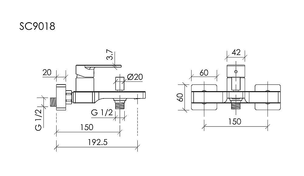 Смеситель для ванны и душа Sancos Studio SC9018MB черный матовый купить в интернет-магазине сантехники Sanbest