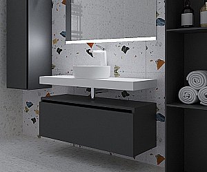 Тумба с раковиной и столешницей Armadi Art Flat 140 антрацит матовый для ванной в интернет-магазине Sanbest