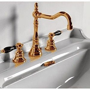 Раковина на пьедестале Kerasan Waldorf 60 417001bi+4140K1bi/oro*3 белая, заглушка золото купить в интернет-магазине Sanbest