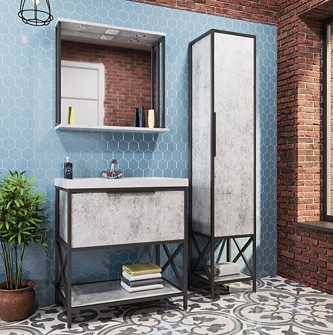 Зеркало Mixline БРУКЛИН 543942 80 бетон в ванную от интернет-магазине сантехники Sanbest