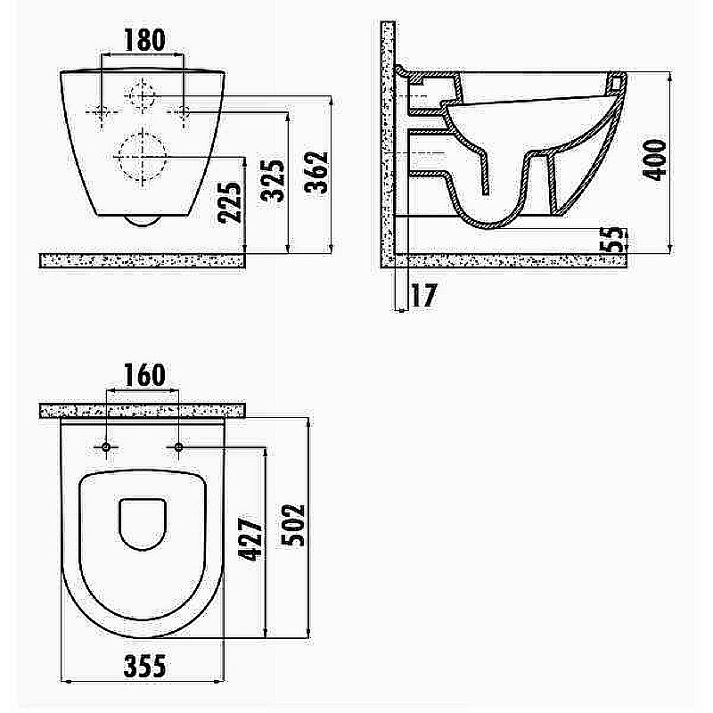 Унитаз подвесной Creavit Terra TP325-11SM черный матовый купить в интернет-магазине Sanbest