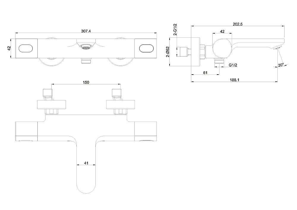 Смеситель для ванны Aquatek Альфа AQ1943CR хром купить в интернет-магазине сантехники Sanbest