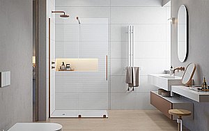 Душевое ограждение Radaway Furo Brushed Copper Walk-in 160 10106838-93-01 стекло прозрачное/профиль брашированная медь купить в интернет-магазине Sanbest