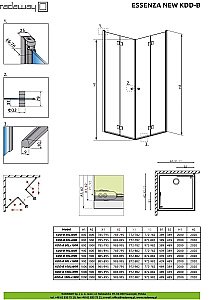 Душевой уголок Radaway Essenza New KDD-B 100х80 с порогом, стекло прозрачное/профиль хром купить в интернет-магазине Sanbest