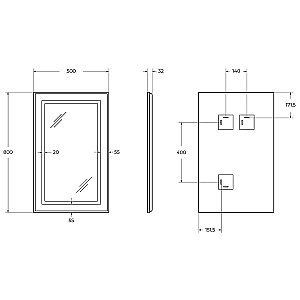 Зеркало BelBagno Kraft SPC-KRAFT-500-800-SENS-NERO черный в ванную от интернет-магазине сантехники Sanbest