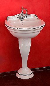 Раковина на пьедестале Migliore Milady 52 ML.MLD-25.752.D2.PL/ML.MLD-25.717.D2.PL белая, платина купить в интернет-магазине Sanbest