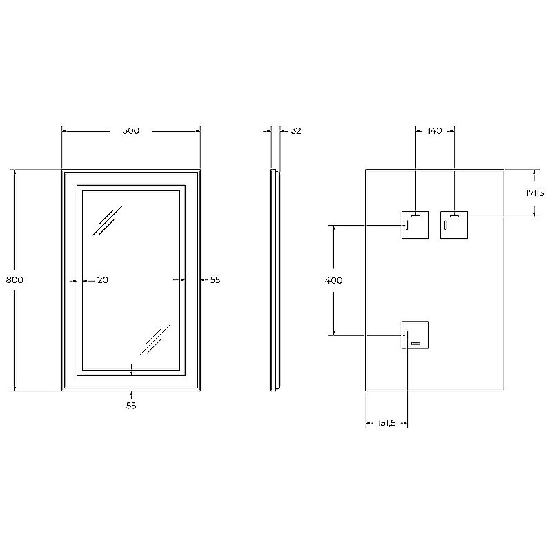 Зеркало BelBagno Kraft SPC-KRAFT-500-800-SENS-NERO черный в ванную от интернет-магазине сантехники Sanbest