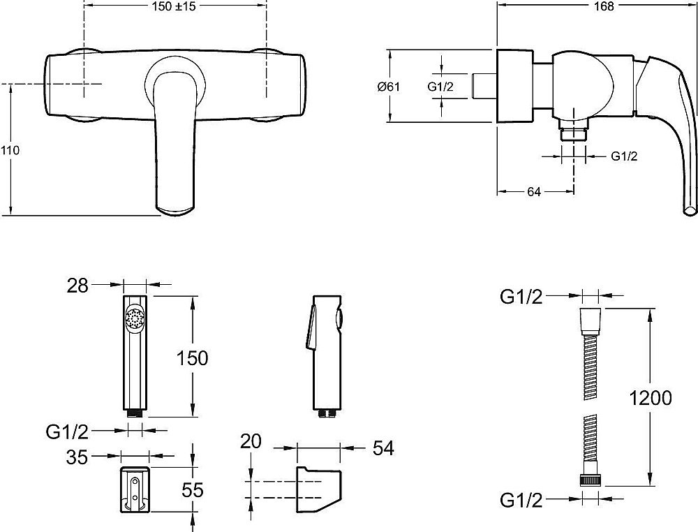 Смеситель для душа Jacob Delafon NATEO E71253RU-CP купить в интернет-магазине сантехники Sanbest