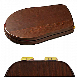 Сиденье c микролифтом Kerasan Retro 108740 дерево/золото купить в интернет-магазине сантехники Sanbest