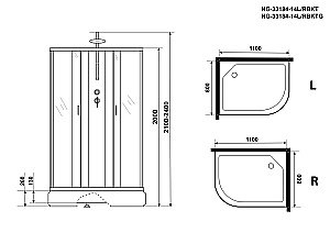 Душевая кабина Niagara Classic NG-33184-14BKT 110х80 купить в интернет-магазине Sanbest