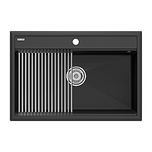 Кухонная мойка Paulmark STEPIA 80 + ролл-мат STEP PM117551-AN+R375-BS антрацит купить в интернет-магазине сантехники Sanbest