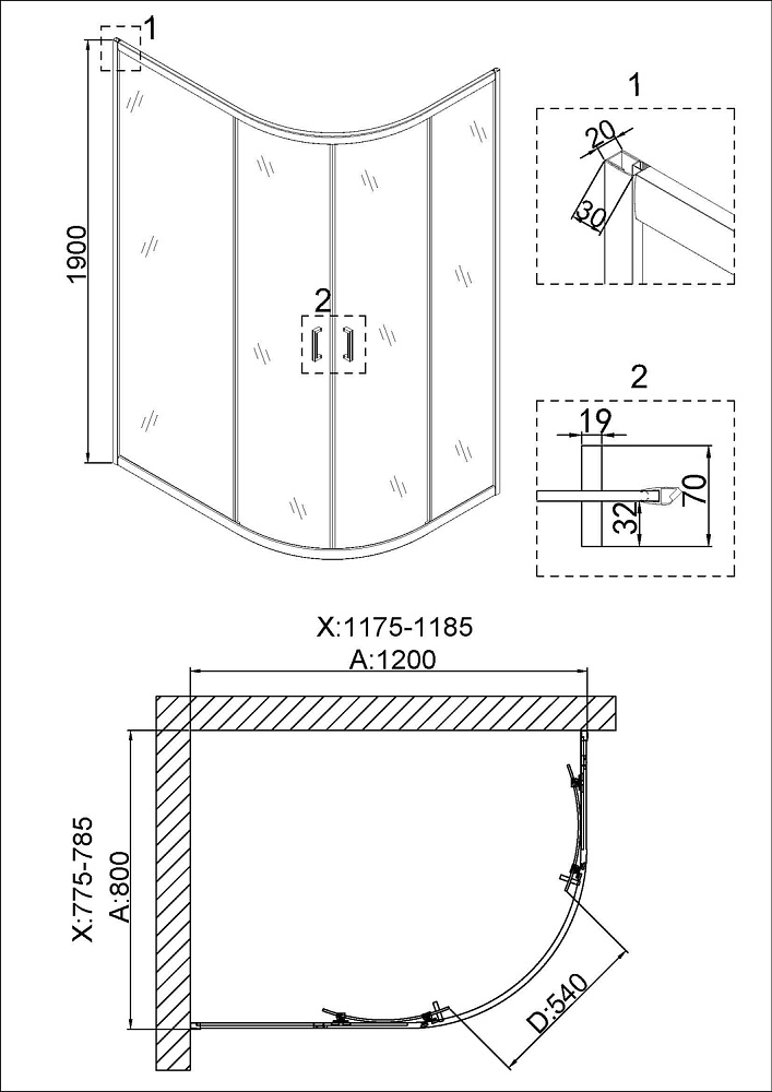 Душевой уголок Niagara Nova NG-6421-08 120х80 купить в интернет-магазине Sanbest