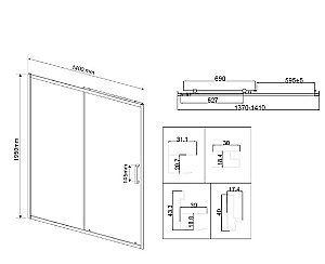 Душевая дверь Vincea City 140 VDS-5CT140CLB стекло прозрачное/профиль черный купить в интернет-магазине Sanbest