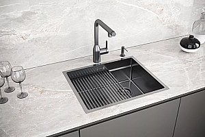 Кухонная мойка Paulmark NEXT-PRO 58 PM705845-GM вороненая сталь купить в интернет-магазине сантехники Sanbest